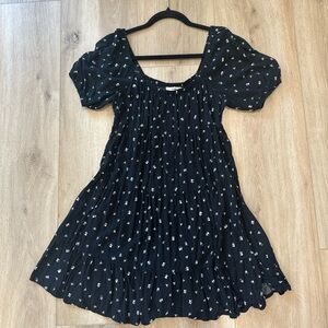 Black floral babydoll dress